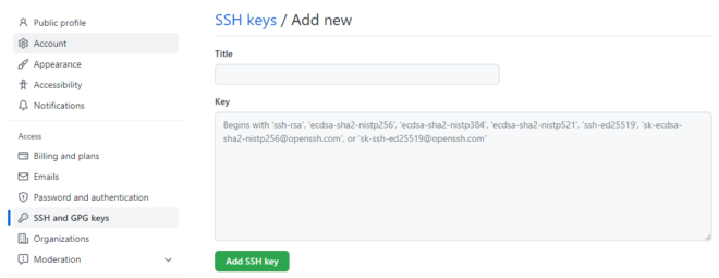 Github SSH key 追加